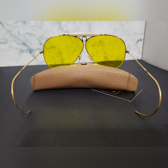 Vintage 1950s 10k Gold Ray Ban B&L Aviator Sunglasses Kalichrome Yellow - Picture 8 of 16